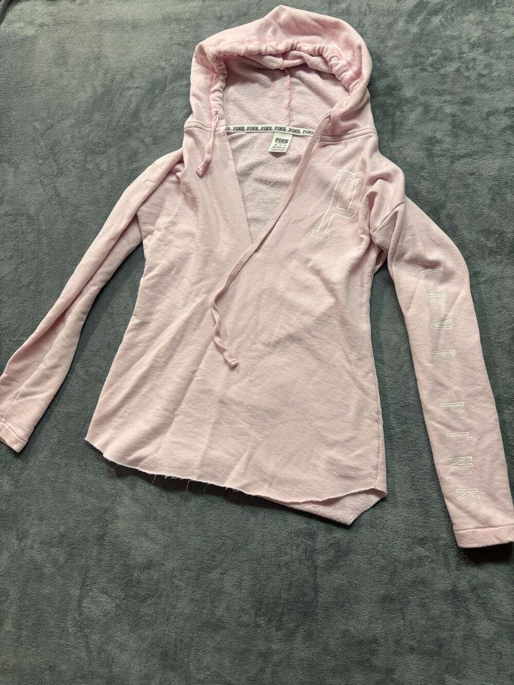 Pink Victoria's Secret zip-up hoodie “1986” on back...